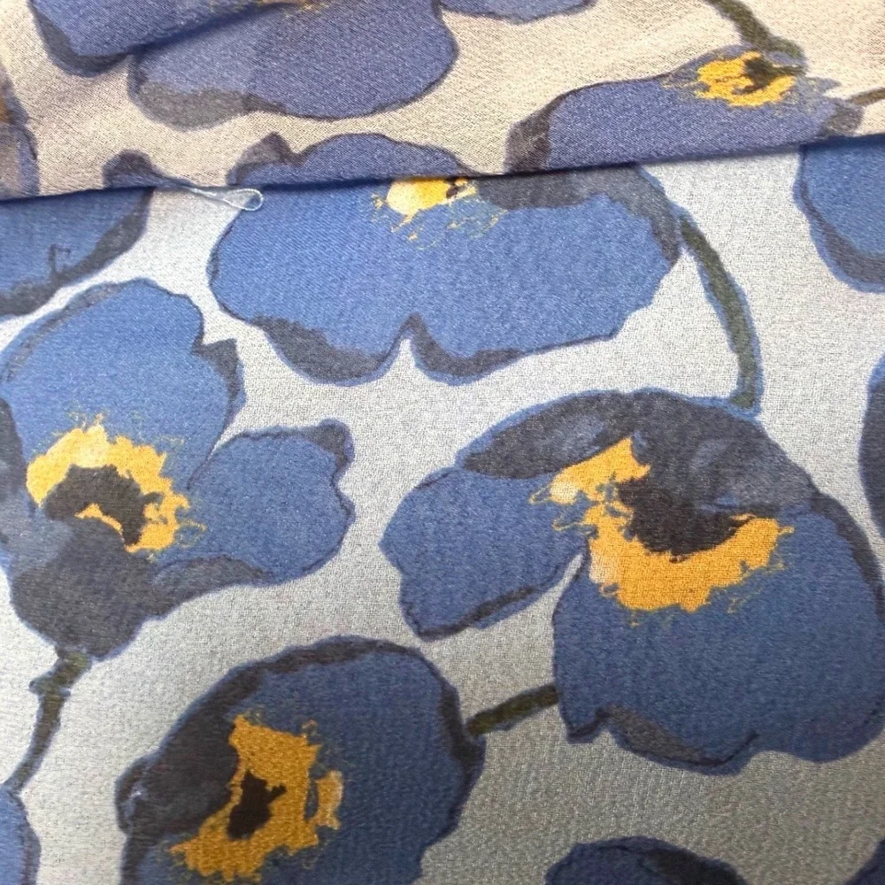 Carolina Herrera Floral Silk Chiffon Ruffle A-Line Mini Dress Blue Print Size 10 - Picture 11 of 15